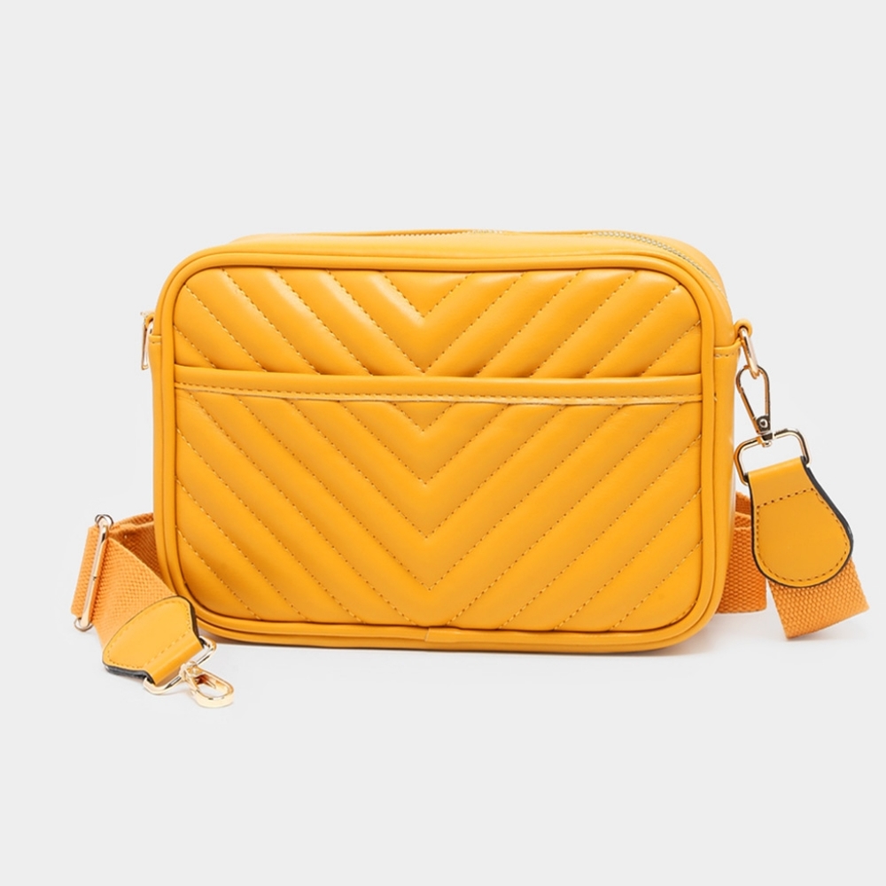 Yellow Chevron Cross Body Bag Purse Rectangle Womens Fashion Accessory Statement